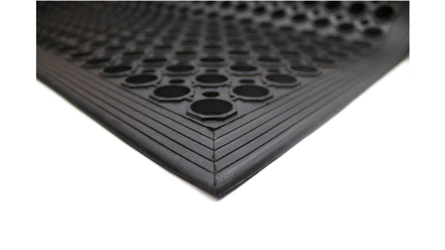 Coba Europe Schwarz Anti-Ermüdungsmatte Antirutsch Gummi Löcher Trocken, Feucht, Rampmat, Einzelne, 1.2m x 0.8m x 14mm