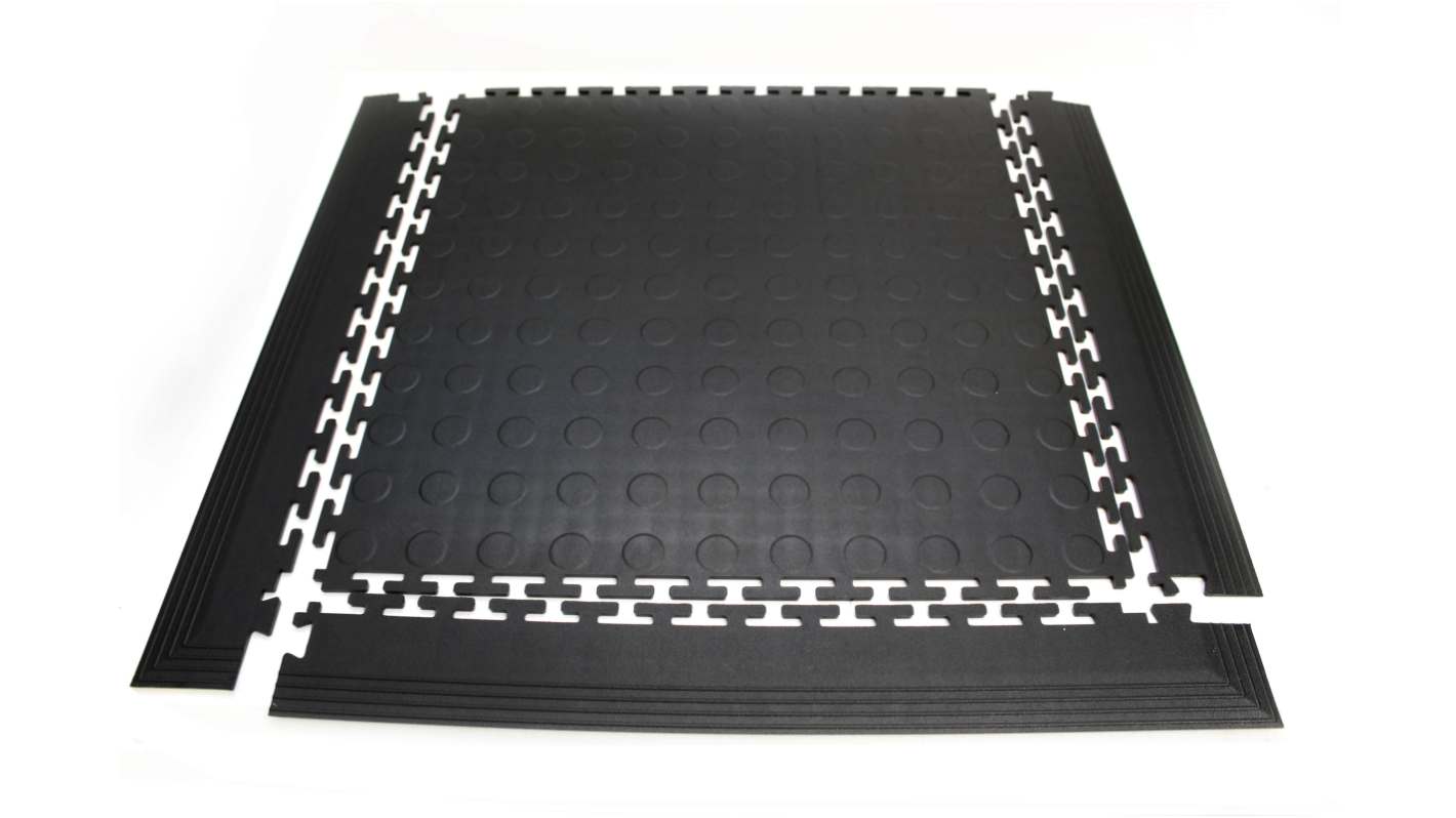 Pavimento di lavoro Coba Europe in PVC riciclato, 500mm x 500mm x 5mm, col. Nero