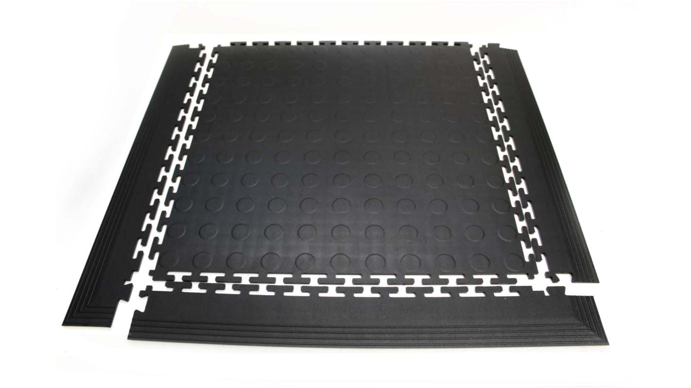 Coba Europe Black Industrial Floor Tile PVC Workfloor, Solid Finish 500mm x 500mm x 5mm