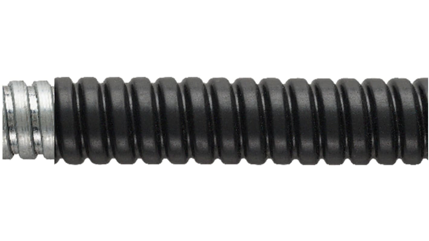 Flexicon Flexible Conduit, 20mm Nominal Diameter, Galvanised Steel, Black