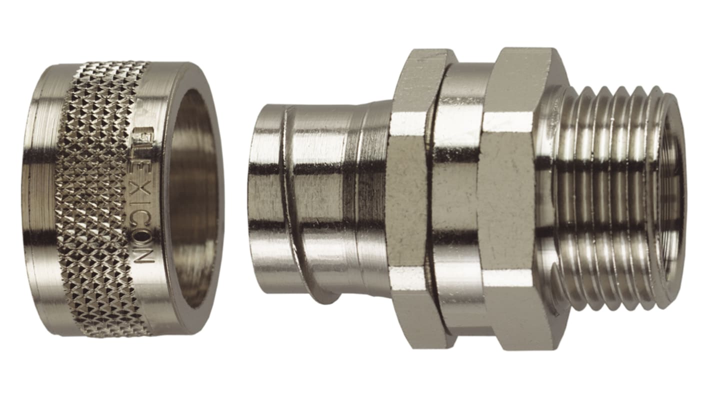Raccordo per cavi Flexicon FSU50-M50-S FSU in Ottone zincato Nickelato, filetto M50, 50mm, protezione IP54