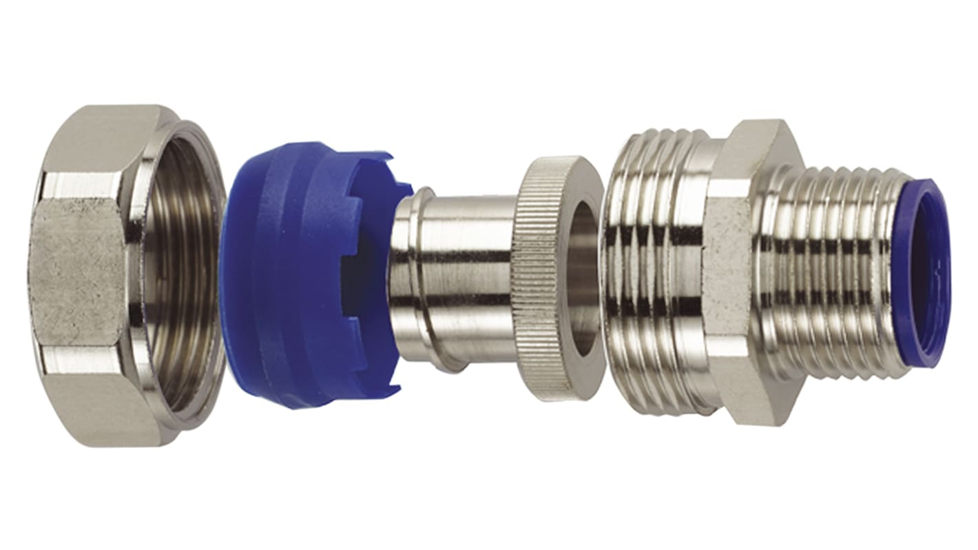 Flexicon Straight, Conduit Fitting, 16mm Nominal Size, M16, Brass IP66, IP67, IP68, IP69 rating
