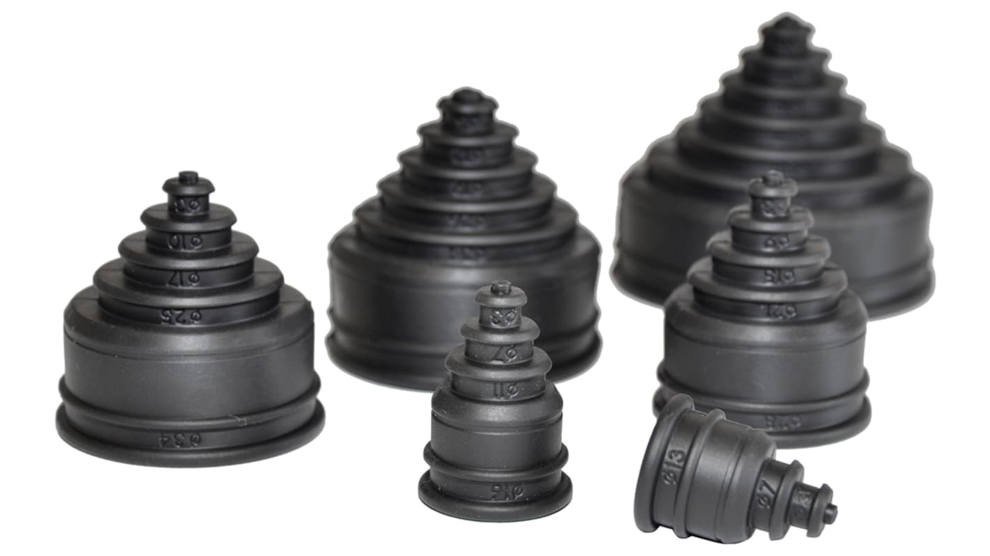 Raccordo per cavi Flexicon REC13 REC, Cappuccio terminale in gomma in Elastomero termoplastico, Nero, 13mm, protezione