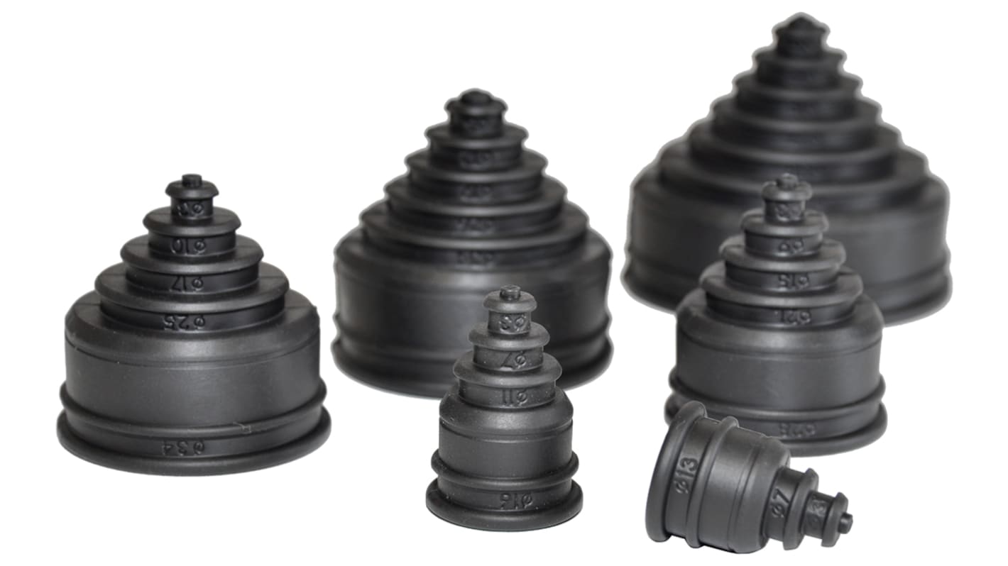 Flexicon Rubber End Cap, Conduit Fitting, 21mm Nominal Size, Thermoplastic Elastomer, Black IP66 rating