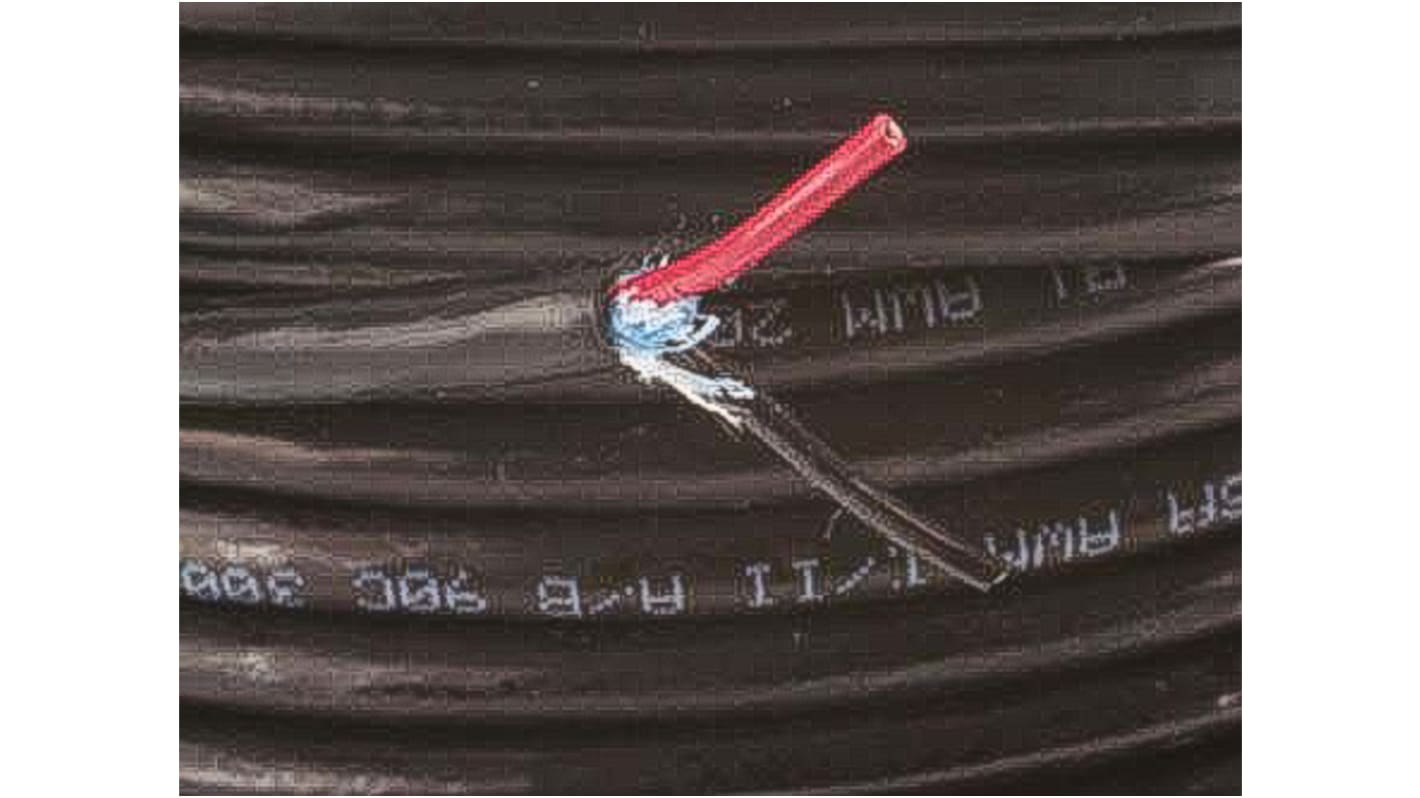 Alpha Wire Xtra-Guard 2 Performance Cable Control Cable, 2 Cores, 0.23 mm², Unscreened, 30m, Black PE Sheath, 24 AWG