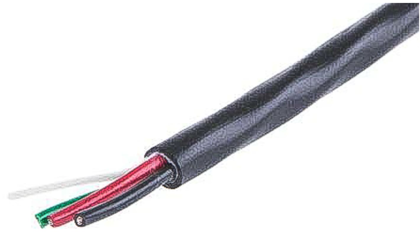 Alpha Wire Xtra-Guard 2 Performance Cable Control Cable, 3 Cores, 0.56 mm², Unscreened, 30m, Black PE Sheath, 20 AWG