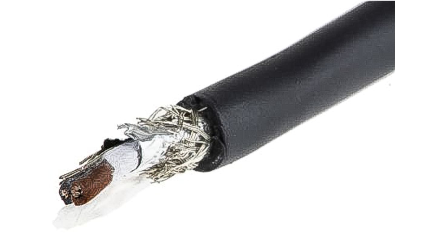 Alpha Wire Xtra-Guard 2 Performance Cable Control Cable, 2 Cores, 0.56 mm², Screened, 30m, Black PE Sheath, 20 AWG