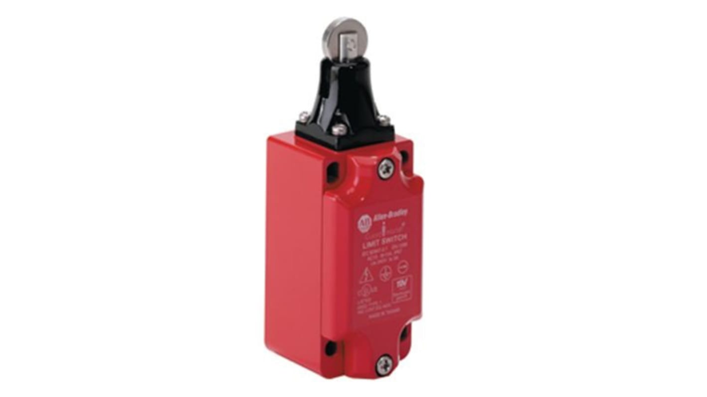 Allen Bradley Guardmaster 440P Series Roller Plunger Limit Switch, NO/NC, IP66, 4PST, Metal Housing