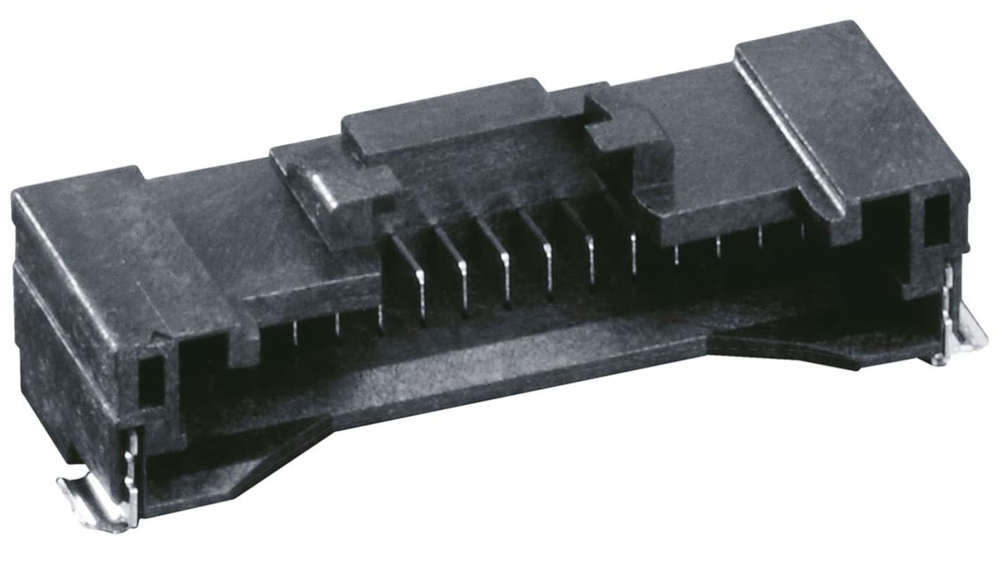 Hirose 16p单排排针 直角线对板连接器, 1.0mm间距, 1.0A, 100.0 V, SMT安装, DF50系列