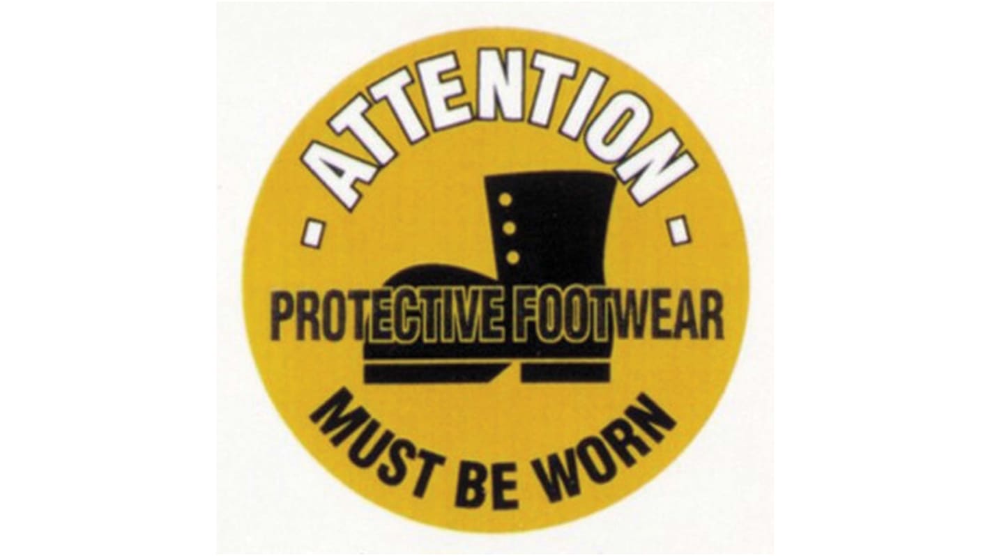 RS PRO PVC Mandatory PROTECTIVE FOOTWEAR MUST BE WORN Sign With English Text