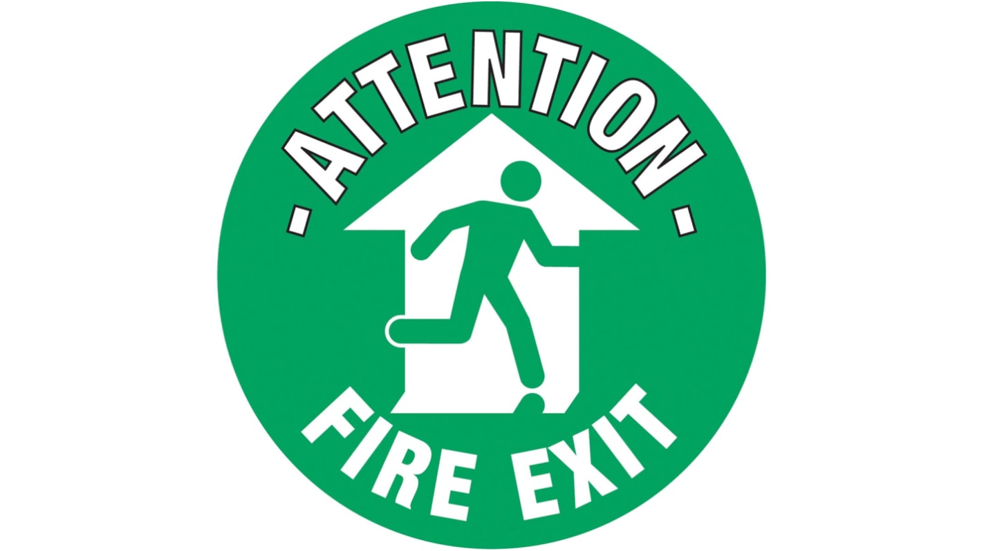 出口標識 RS PRO Attention - Fire Exit 英語語 PVC 緑