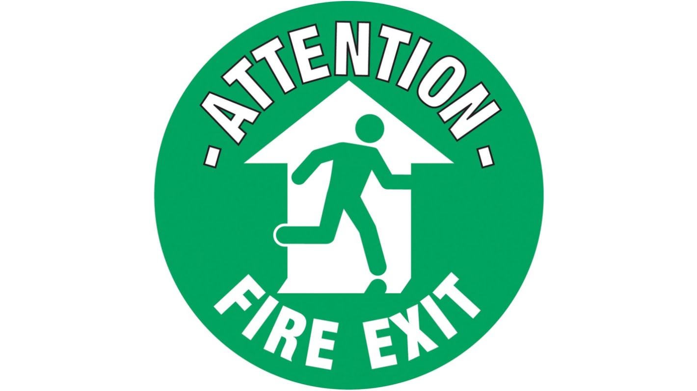 PVC FIRE EXIT, Attention - Fire Exit, English, Exit Sign