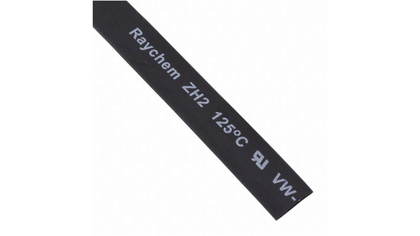 TE Connectivity Halogen Free Heat Shrink Tubing, Black 6.6mm Sleeve Dia. x 100m Length 2:1 Ratio, ZH2 Series