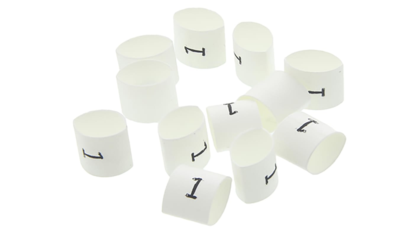 TE Connectivity TRSA Heat Shrink Cable Markers, White, Pre-printed "0 → 9", 1 → 3mm Cable,