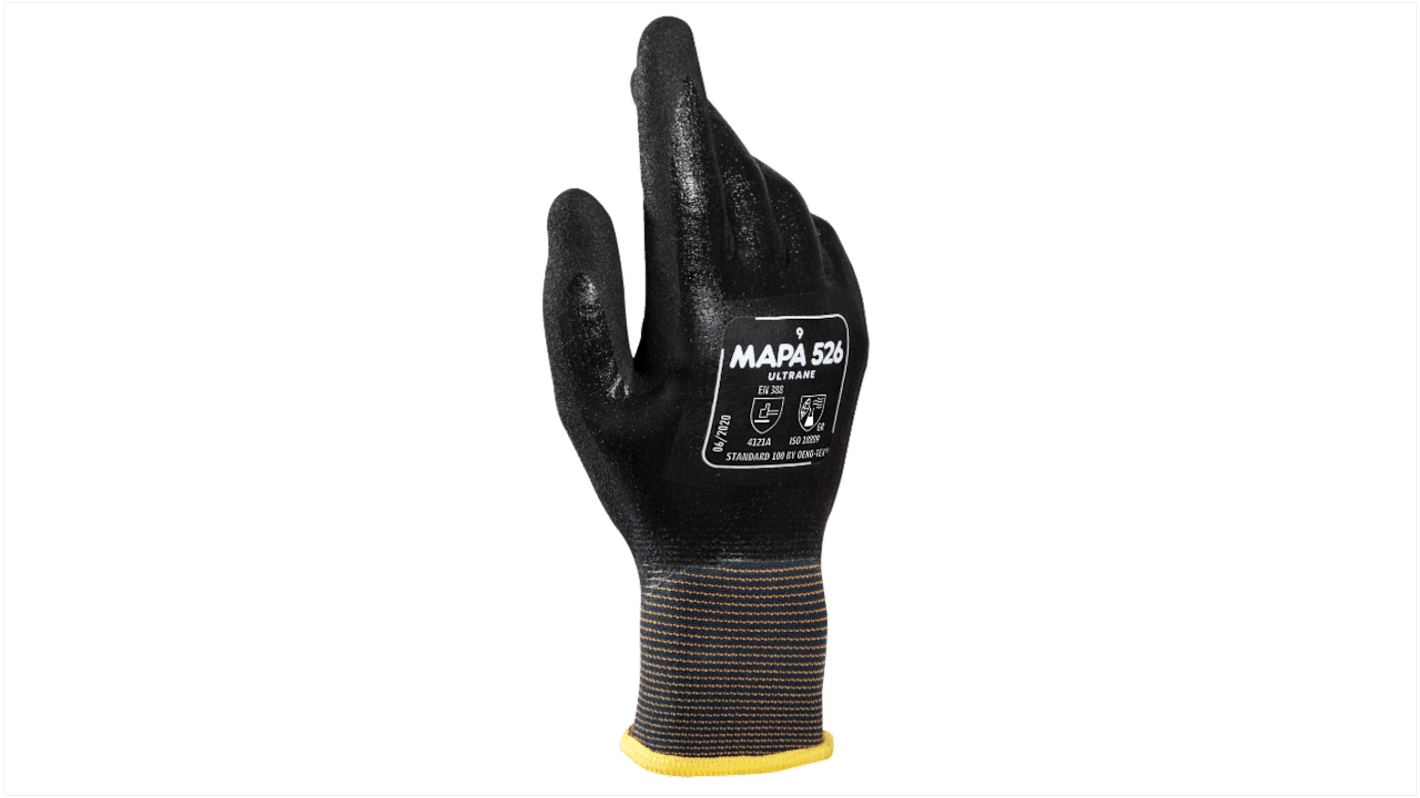 Mapa ULTRANE 526 Black Nitrile General Purpose Work Gloves, Size 8, Nitrile Coating