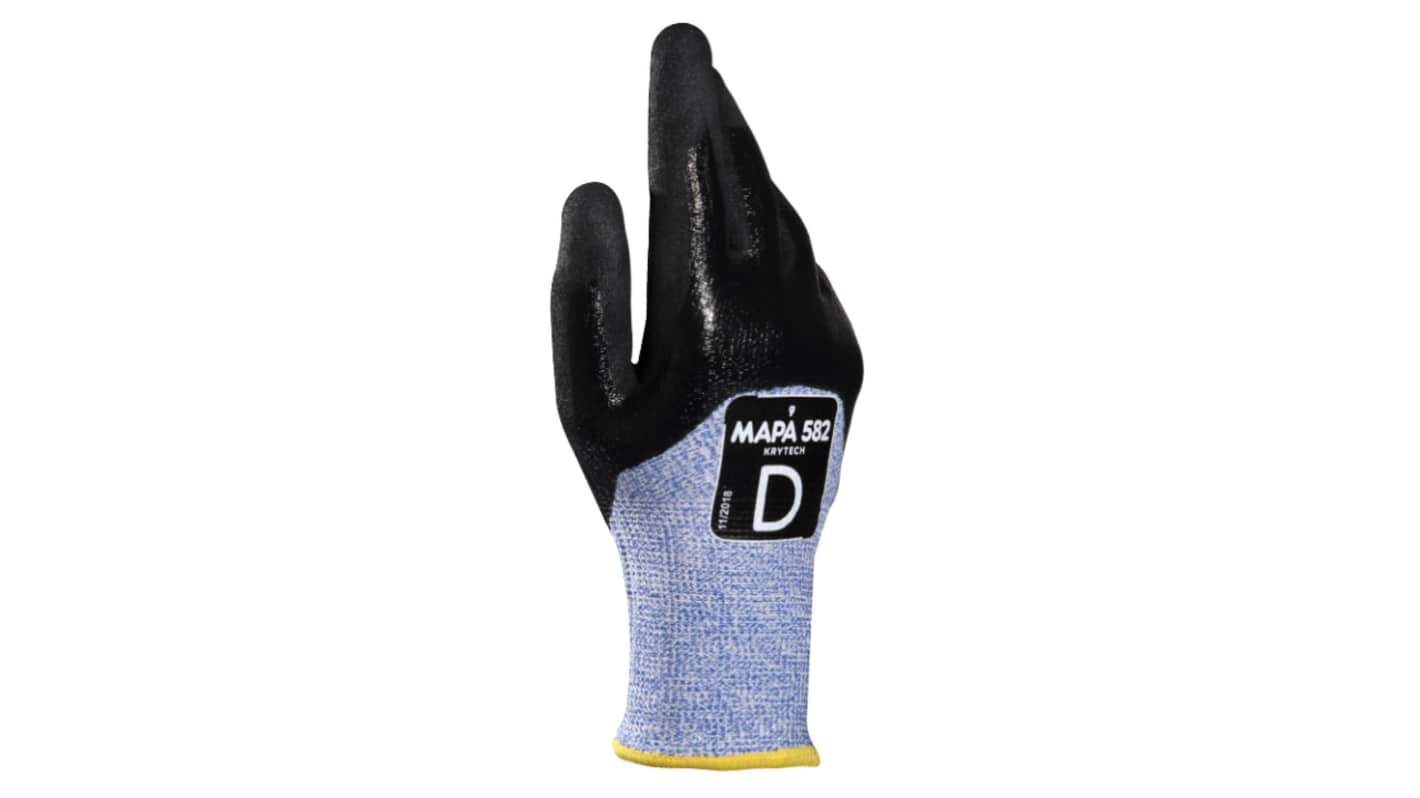 Mapa KRYTECH 582 Blue HPPE Cut Resistant Work Gloves, Size 8, Nitrile Coating