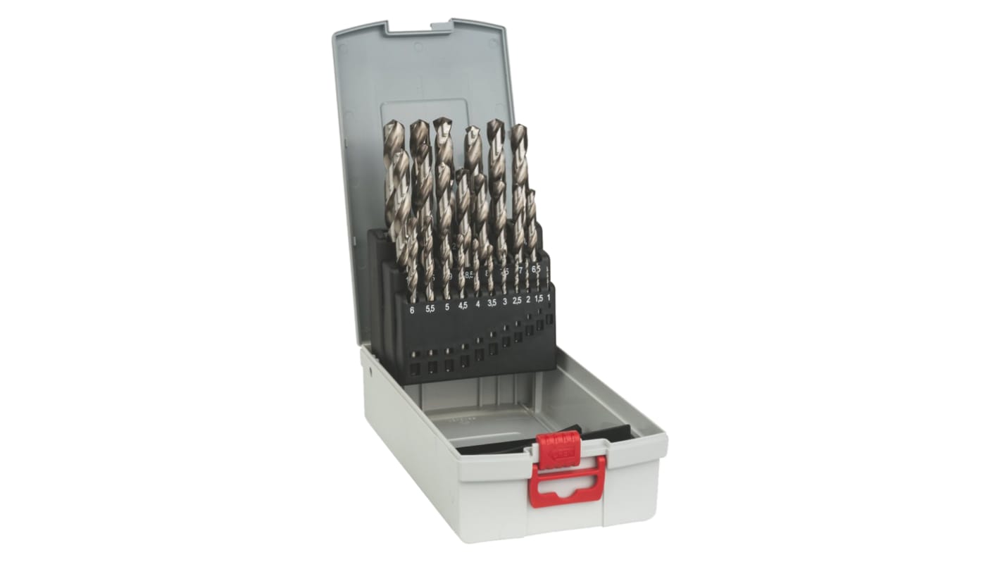 Bosch 25-Piece Twist Drill Bit Set for Metal, 13mm Max, 1mm Min, HSS-G Bits