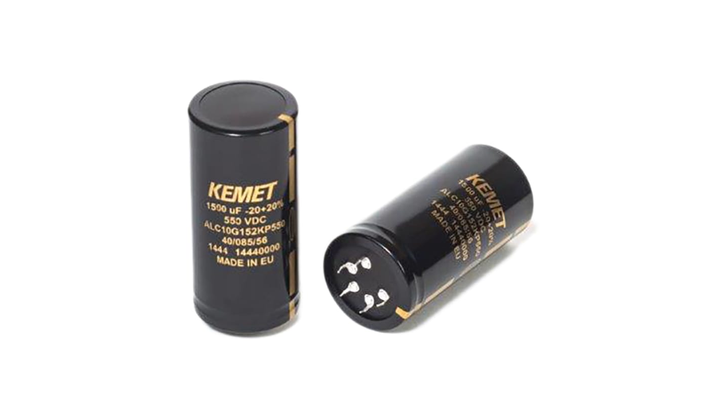 Condensador electrolítico KEMET serie ALC10, 68μF, ±20%, 550V dc, de encaje a presión, 25 (Dia.) x 35mm, paso 10mm