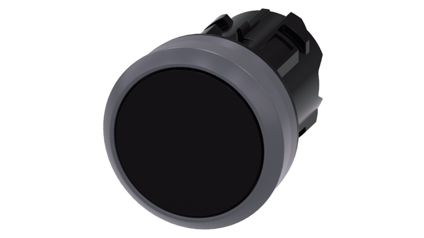 Cabezal de pulsador Siemens serie SIRIUS ACT, Ø 22mm, de color Negro, Momentáneo, IP66, IP67, IP69K