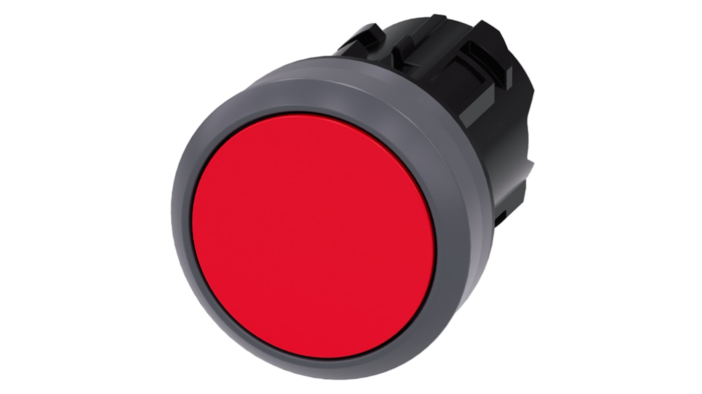 Siemens 红色圆形按钮头, Φ22mm开孔, Φ29.5mm按钮, 瞬时, IP66, IP67, IP69K, SIRIUS ACT系列