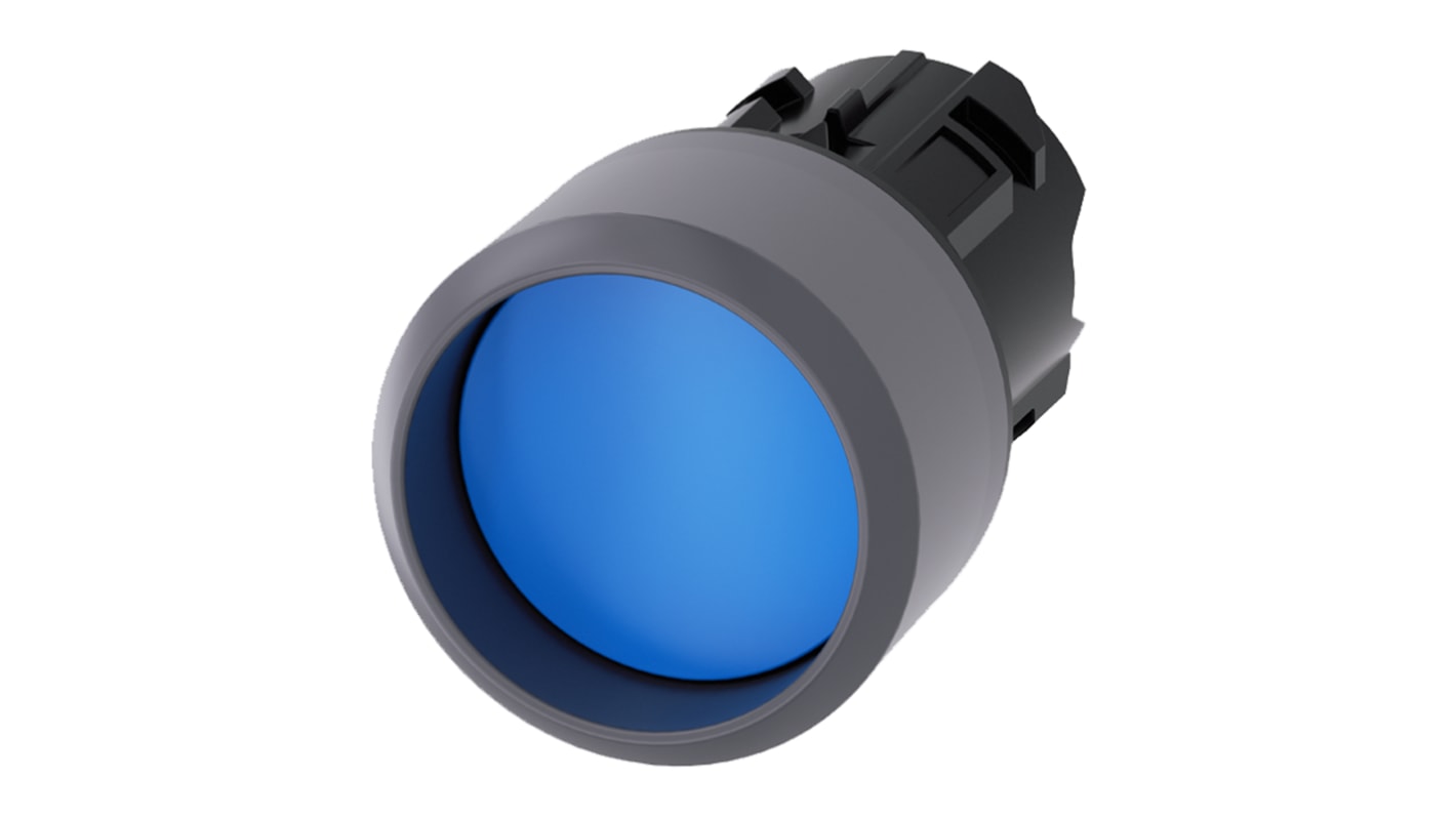 Siemens 蓝色圆形按钮头, Φ22mm开孔, Φ29.5mm按钮, 瞬时, IP66, IP67, IP69K, SIRIUS ACT系列