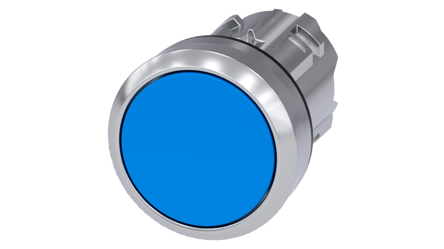 Cabezal de pulsador Siemens serie SIRIUS ACT, Ø 22mm, de color Azul, Momentáneo, IP66, IP67, IP69K