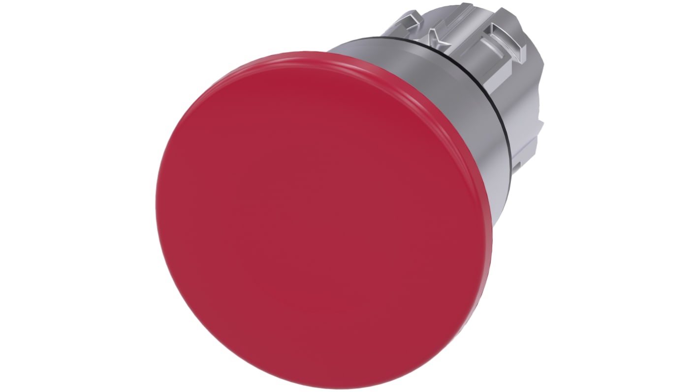 Cabezal de pulsador Siemens serie SIRIUS ACT, Ø 22mm, de color Rojo, Enclavamiento, IP66, IP67, IP69K