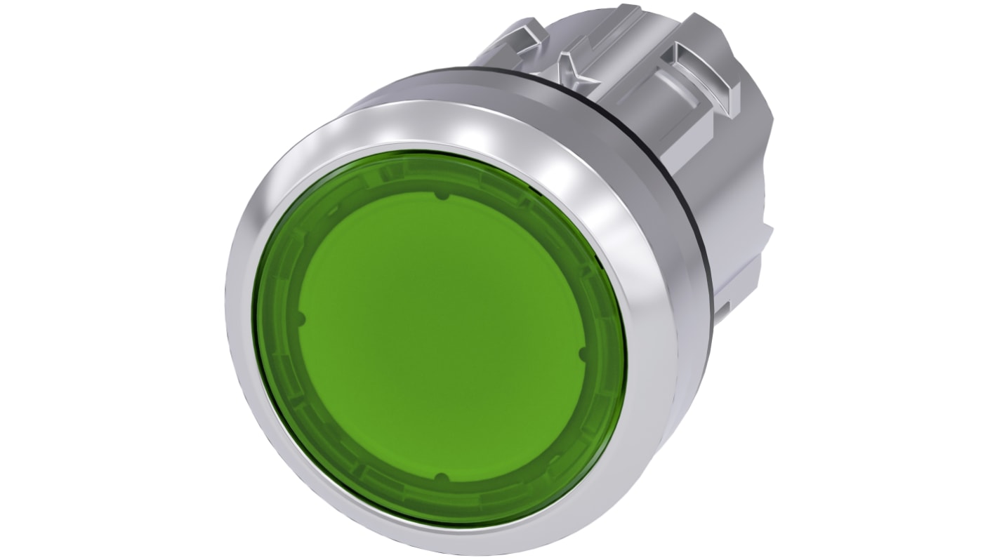 Siemens SIRIUS ACT 3SU10 Series Green Illuminated Momentary Push Button Head, 22mm Cutout, IP66, IP67, IP69K