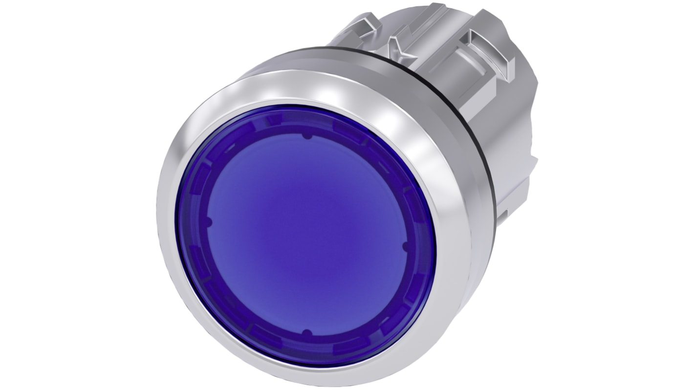 Cabezal de pulsador Siemens serie SIRIUS ACT, Ø 22mm, de color Azul, Momentáneo, IP66, IP67, IP69K