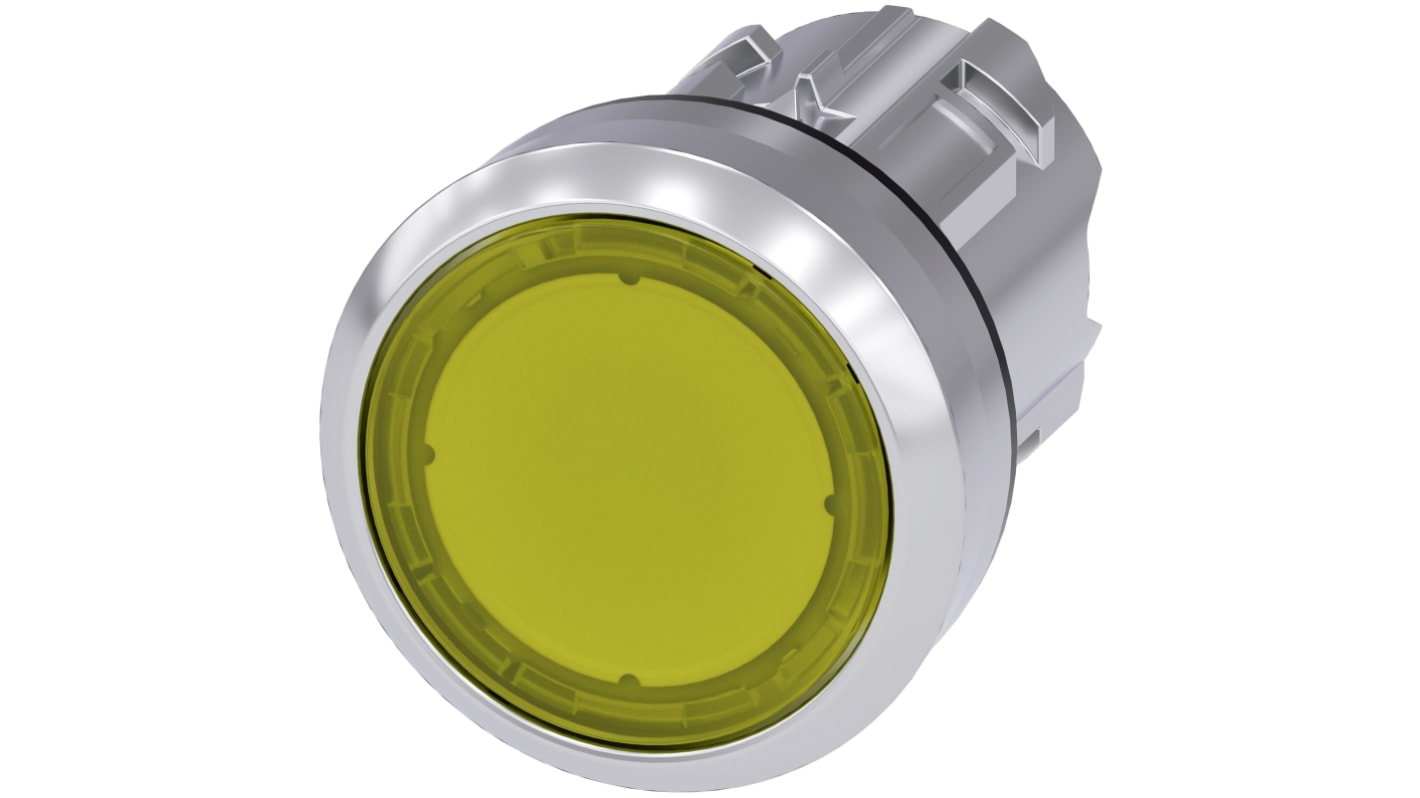 Siemens 带灯黄色圆形按钮, Φ22mm开孔, Φ29.5mm按钮, 瞬时, IP66, IP67, IP69(IP69K), SIRIUS ACT 3SU10系列