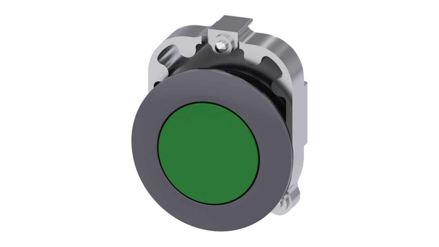 Siemens SIRIUS ACT 3SU10 Series Green Latching Push Button Head, 30mm Cutout, IP66, IP67, IP69K