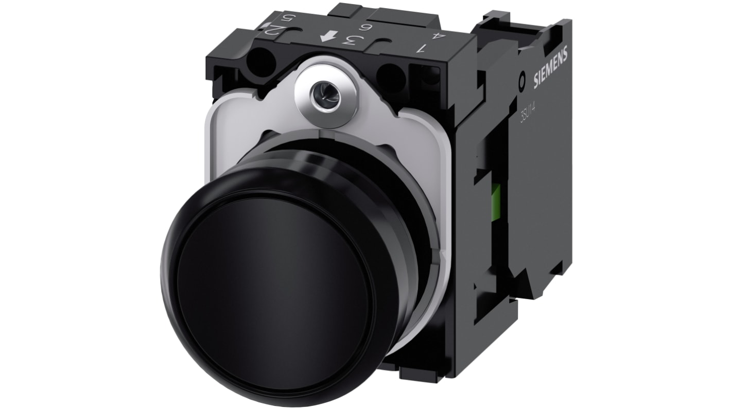 Siemens 按钮开关, Φ22mm开孔, 面板安装, 黑色圆形塑料, 单刀单掷, IP66、 IP67， IP69, SIRIUS ACT 3SU11系列
