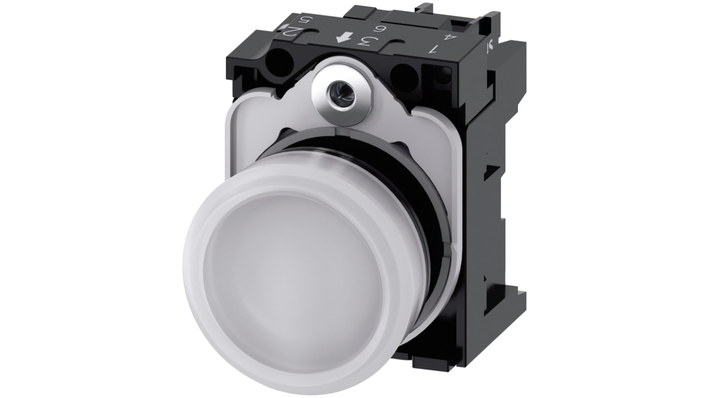 Voyant lumineux LED Siemens Blanc 24V c.a. / V c.c., Ø découpe 22mm, Montage panneau, IP20