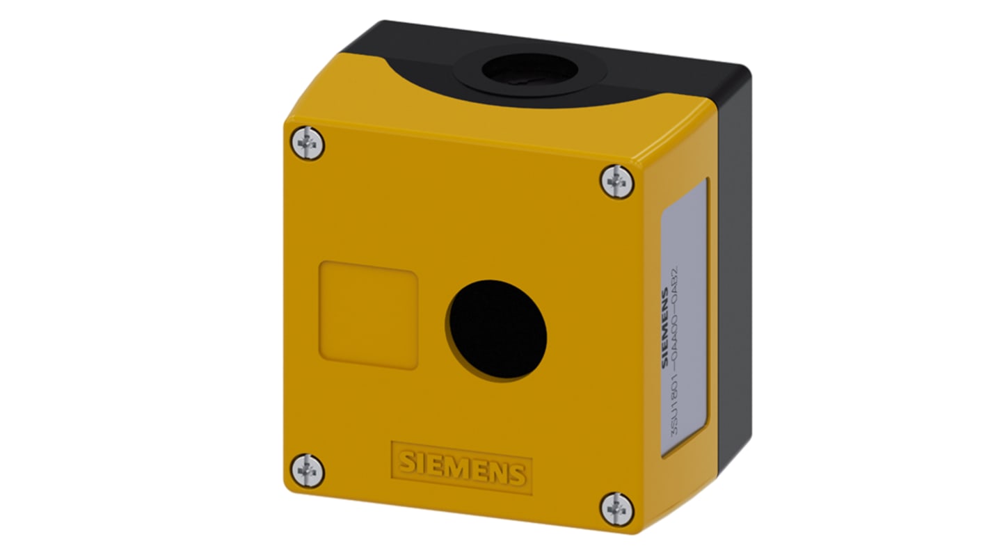 Siemens SIRIUS ACT 3SU18 Drucktaster-Gehäuse, 1 x Ø 22mm, 85 x 85 x 64mm, Gelb, Kunststoff