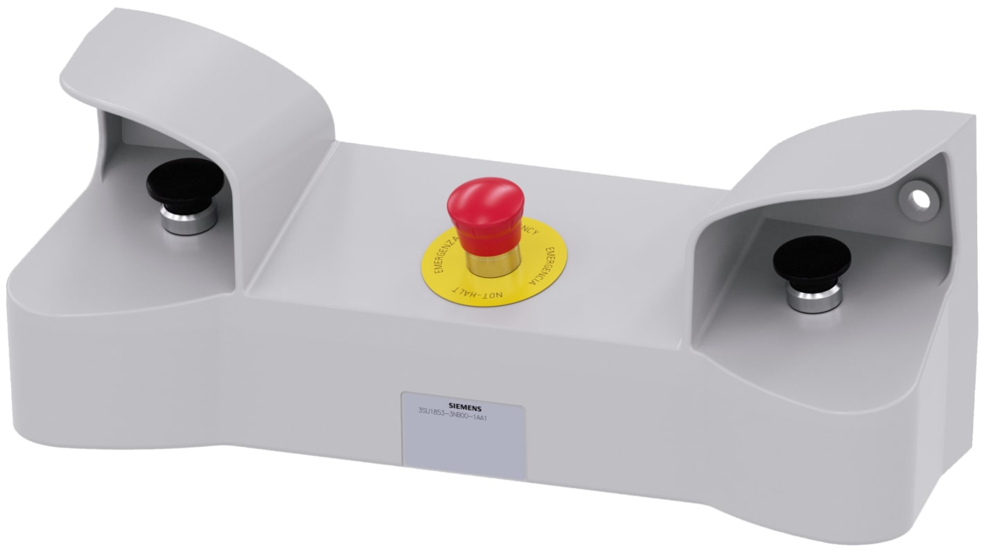 Siemens Push Push Push Button Control Station - 2NO/2NC (Main), 4NO/2NC (Auxiliary), Metal, 3 Cutouts, Red, Emergency