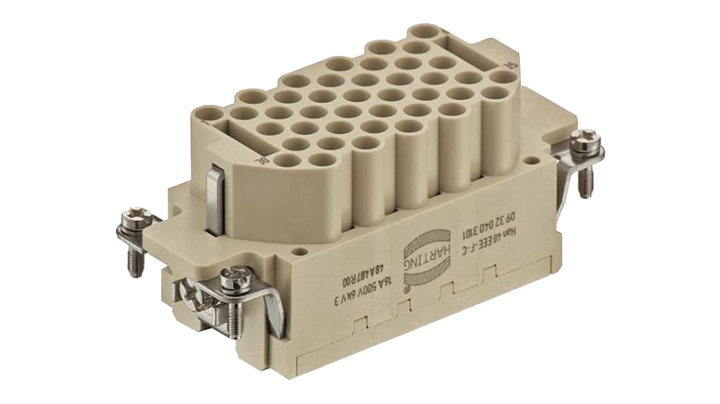 HARTING Heavy Duty Power Connector Insert, 16A, Female, Han EEE HMC Series, 40 Contacts