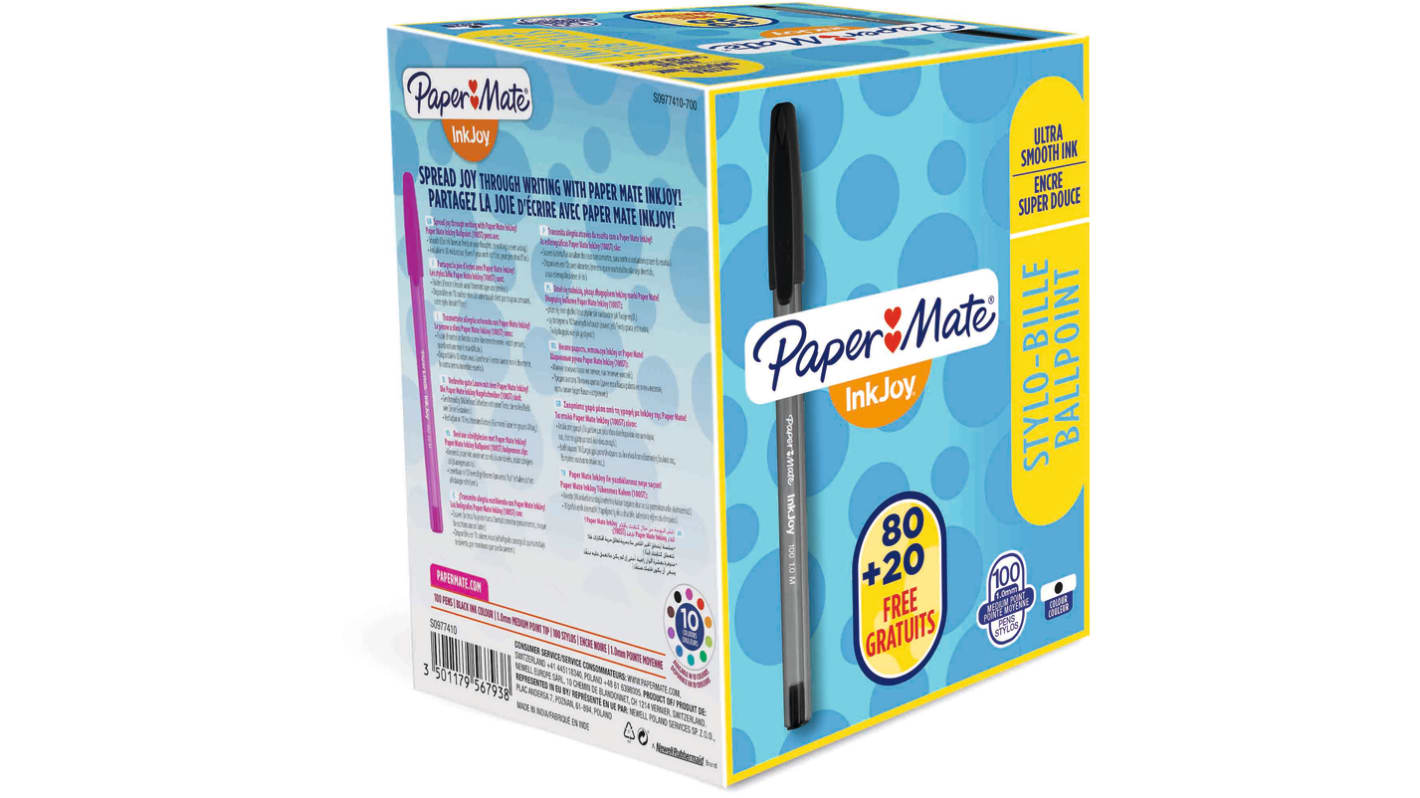 Paper Mate Black Ball Point Pen, 1 mm Tip Size