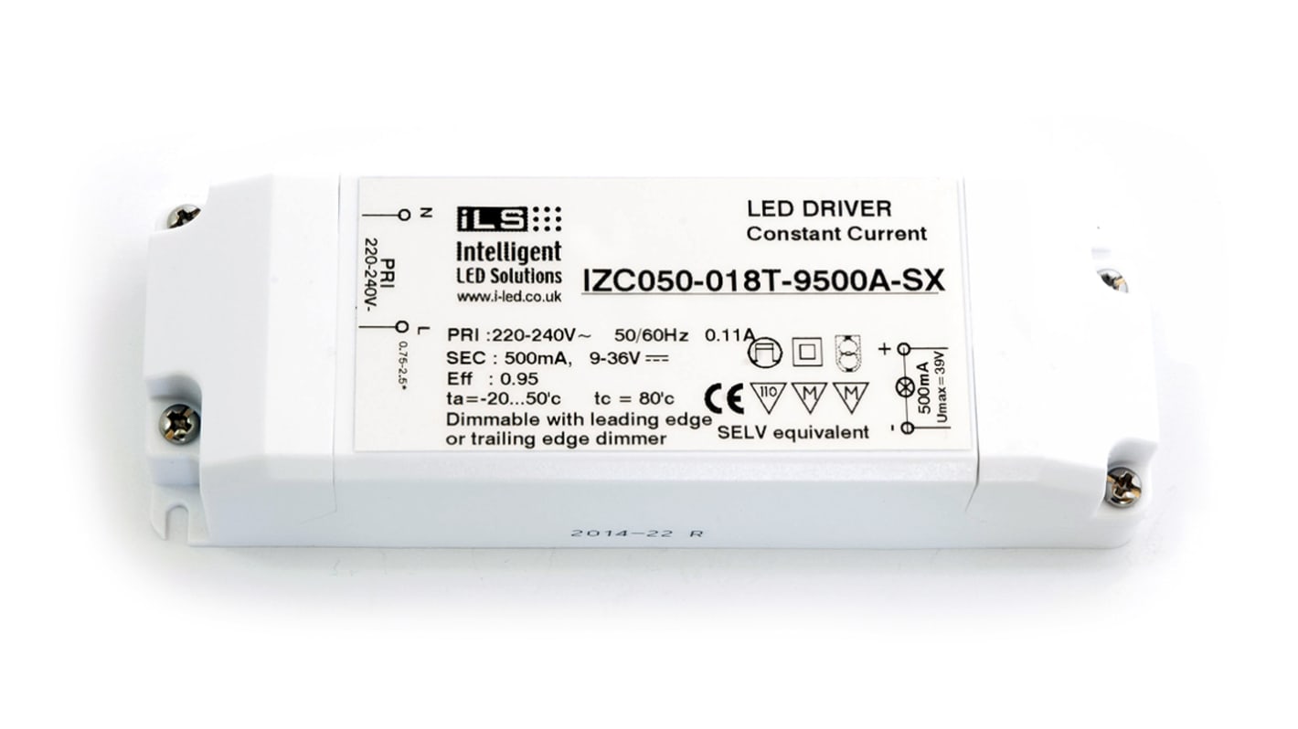 ILS LED Driver, 18 → 36V Output, 18W Output, 500mA Output, Constant Current Dimmable