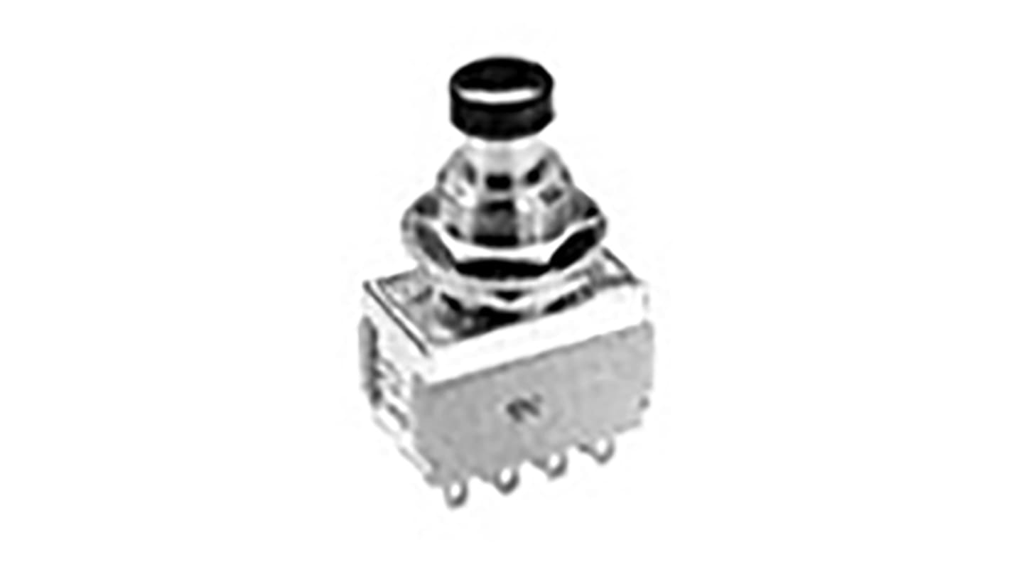 TE Connectivity Push Button Switch, Momentary, Panel Mount, 12.1mm Cutout, DPDT, 125V ac, IP65