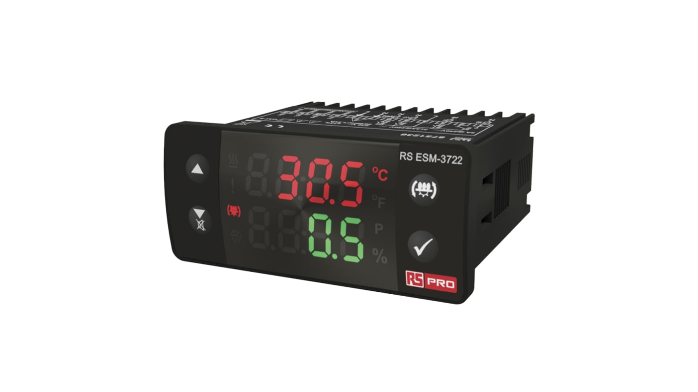 RS PRO Panel Mount PID Temperature Controller, 76 x 34.5mm 1 Input, 4 Output Relay, 230 V ac Supply Voltage ON/OFF, PID