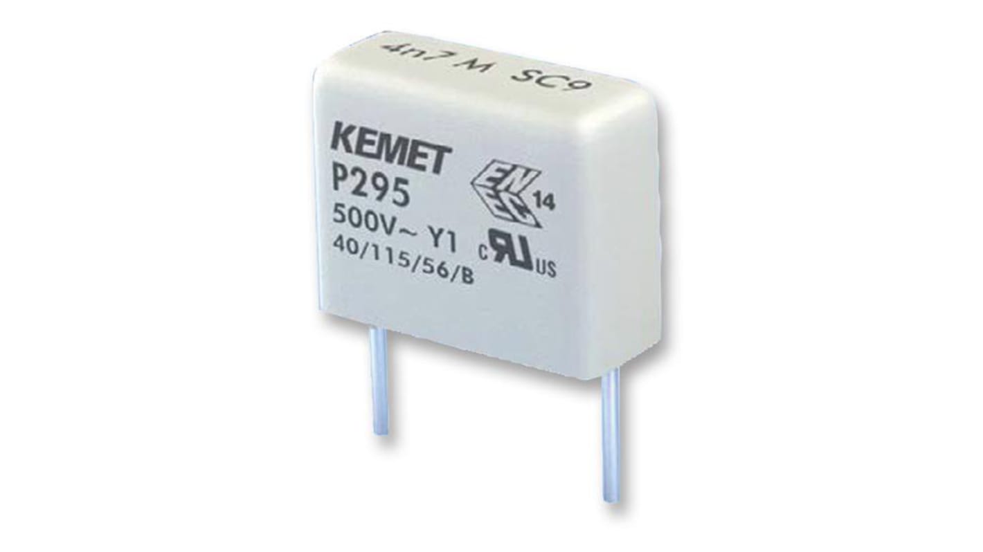 Condensador de papel KEMET, 2.2nF, ±20%, 500V ac, Montaje en orificio pasante