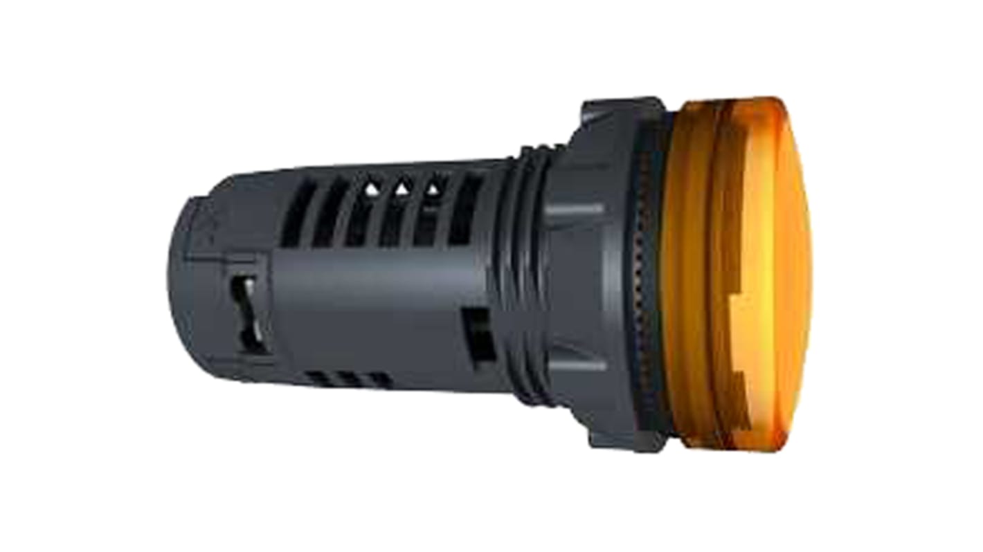 Schneider Electric, Harmony XB5, Panel Mount Orange Universal LED Pilot Light Complete, 22mm Cutout, IP66, Round, 24V
