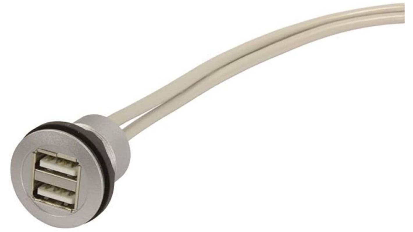 Złącze USB A to A Montaż na panelu Żeński 2.0 2-portowe