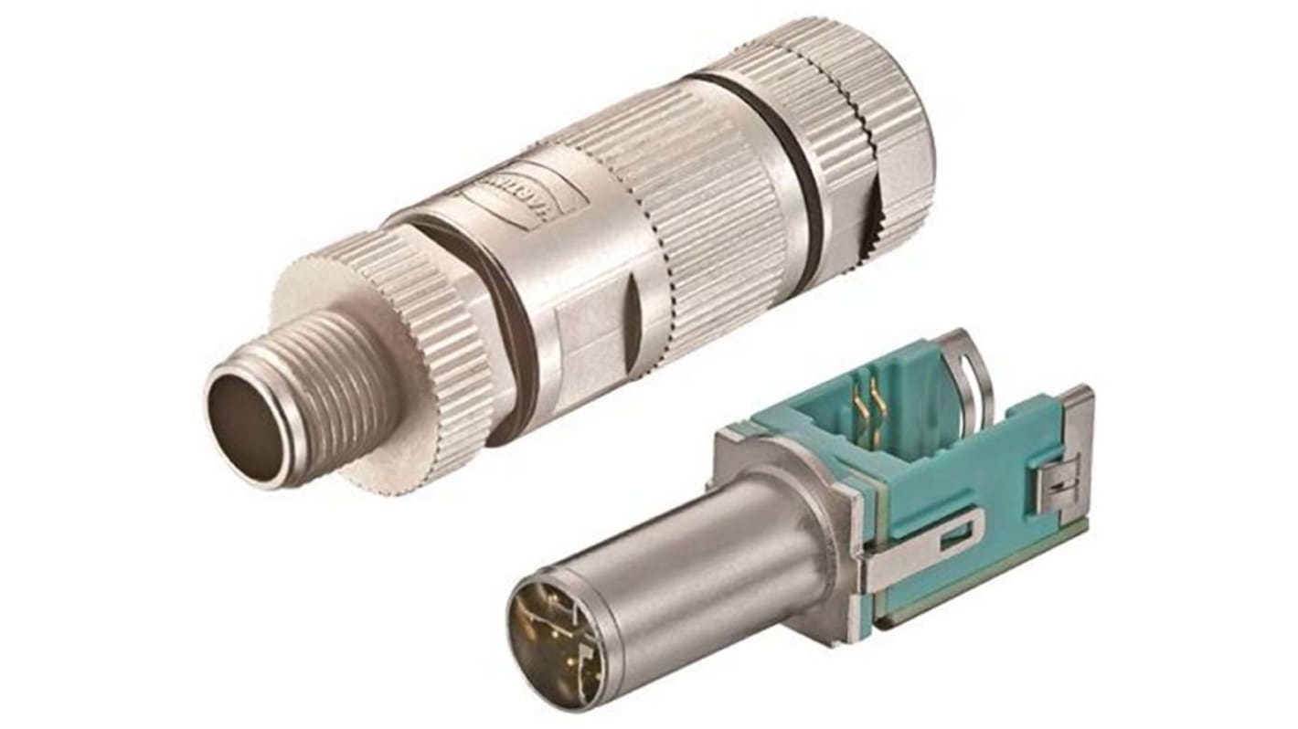 HARTING Circular Connector, 8 Contacts, Cable Mount, M12 Connector, Plug, Male, IP65, IP67, preLink Series