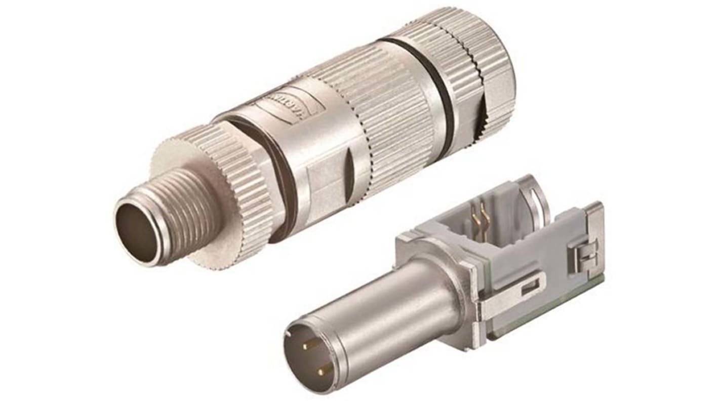 HARTING Circular Connector, 4 Contacts, Cable Mount, M12 Connector, Plug, Male, IP65, IP67, preLink Series