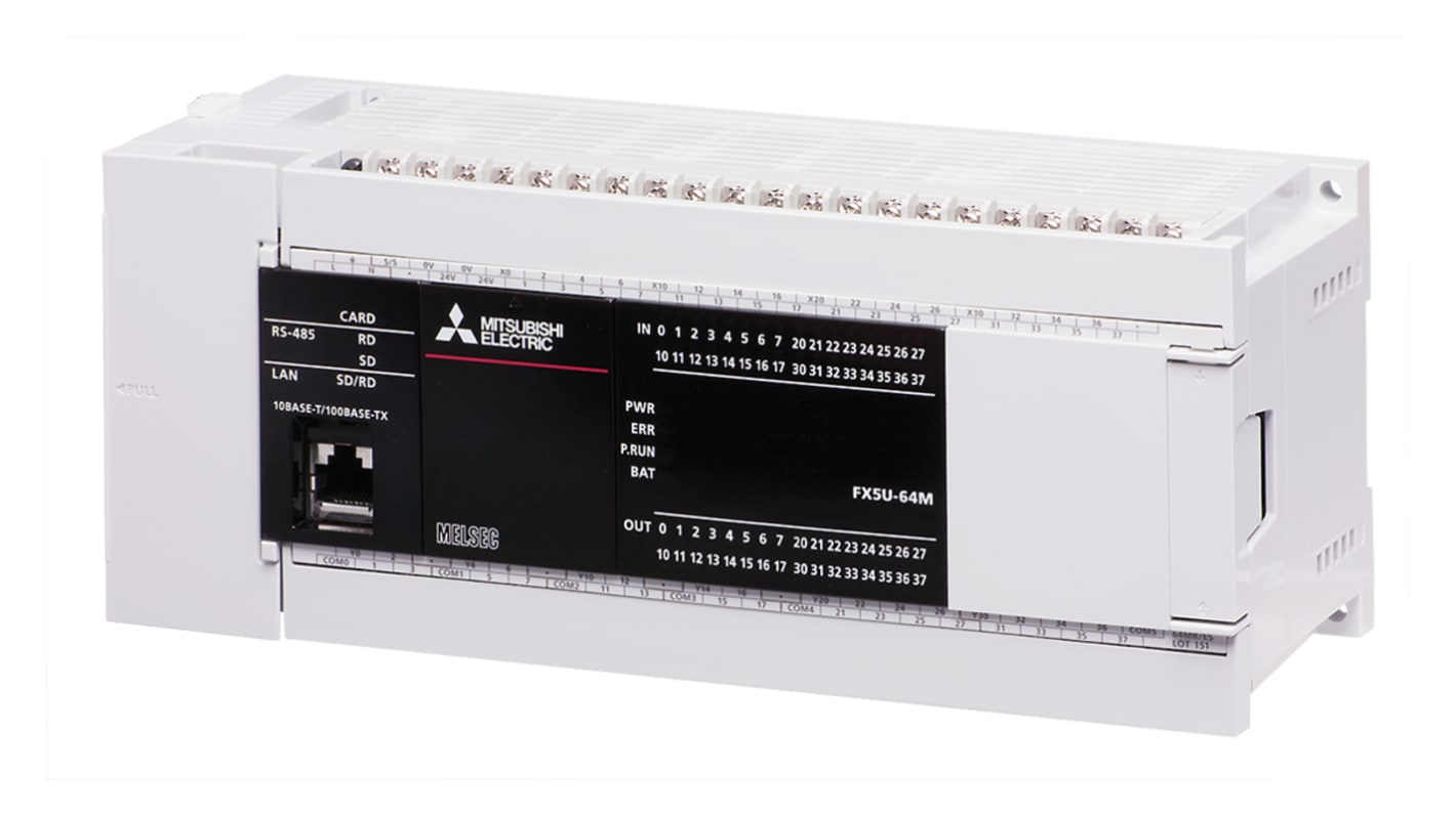 Mitsubishi Electric FX5U Series PLC CPU for Use with MELSEC IQ-F Series IQ Platform-Compatible PLC, Relay, Transistor