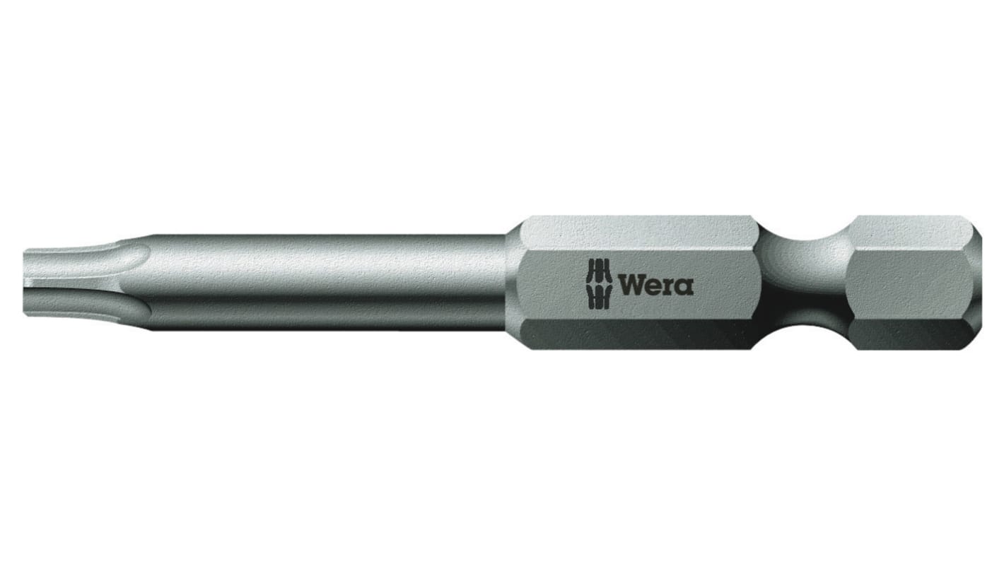 Wera Torx Screwdriver Bit, T8 Tip, 1/4 in Drive, Hexagon Drive, 50 mm Overall