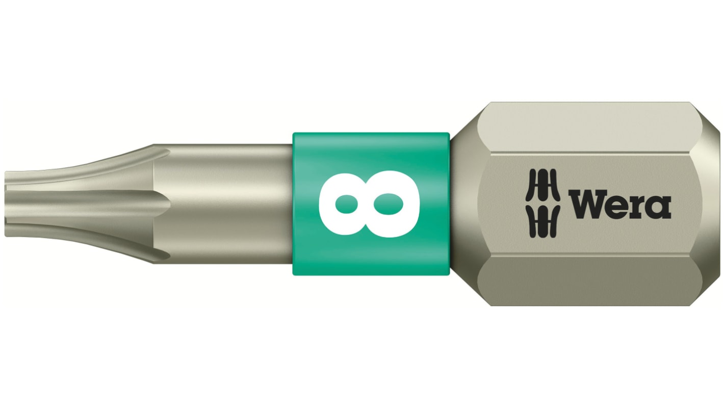 Wera Torx Screwdriver Bit, T8 Tip, 25 mm Overall