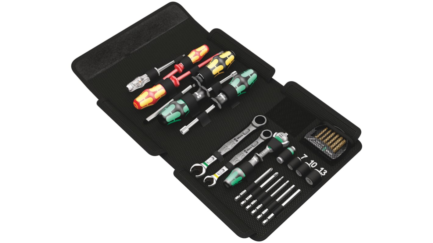 Wera 25 Piece Kraftform Kompakt SH 1 PlumbKit Tool Kit with Pouch, VDE Approved