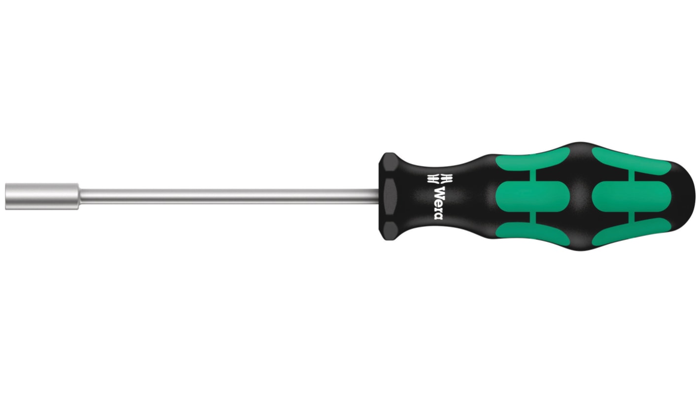 Wera Hexagon Nut Driver, 9 mm Tip, 125 mm Blade, 230 mm Overall